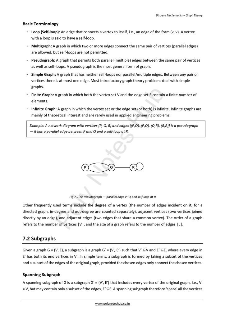 Download Graph Theory Notes PDF (Free Notes) from Discrete Mathematics of computer science and technology notes - poly notes hub