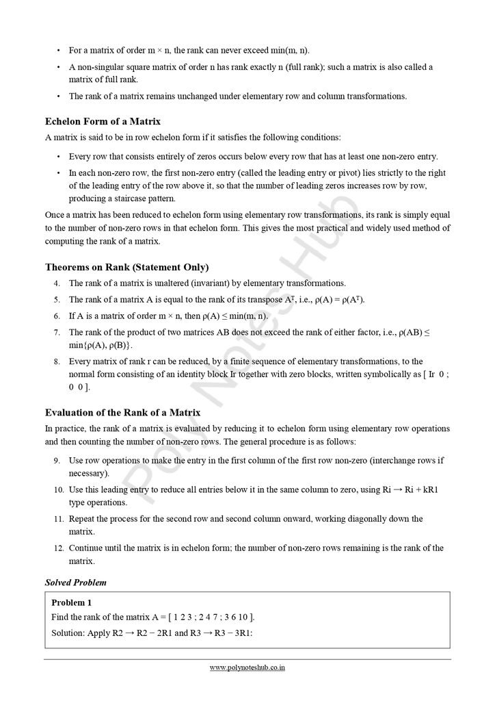 Download Matrix Theory Notes PDF (Free Notes) from Discrete Mathematics of Computer Science and Technology 3rd Semester Notes - Poly Notes Hub