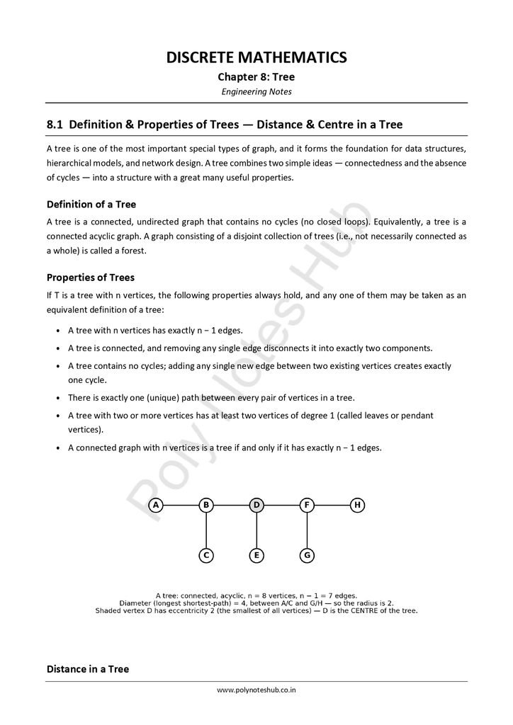 Tree Notes PDF from Discrete Mathematics - Free Download Poly Notes Hub Download Tree Notes PDF (Free Notes) from Discrete Mathematics of computer science and technology notes - poly notes hub