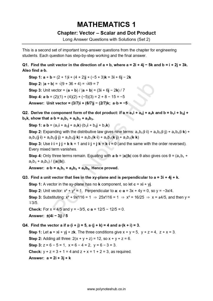 Download Engineering Mathematics 1 Free Notes PDF - poly notes hub