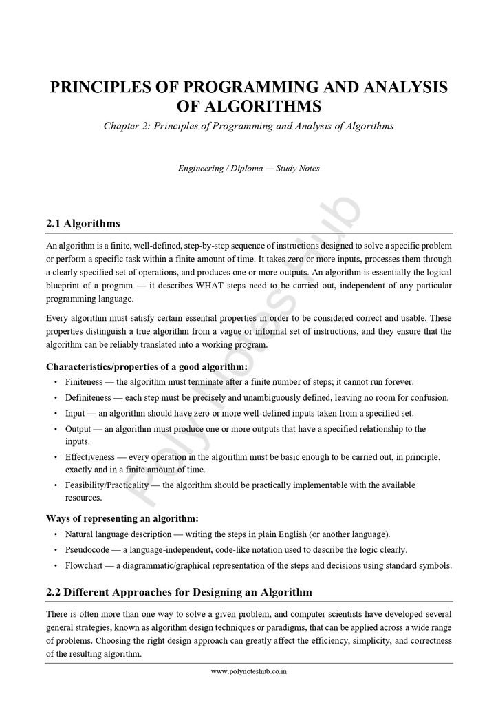 Principles of Programming and Analysis of Algorithms Free Notes PDF | Download Now Poly Notes Hub Download the Principles of Programming and Analysis of Algorithms Free Notes PDF for computer science and technology students - poly notes hub