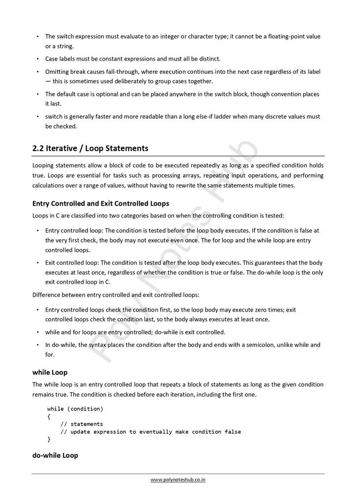 Decision Control and Looping Statements Notes PDF - Free Download Poly Notes Hub Download Decision Control and Looping Statements Notes PDF (Free) for Computer Science Students - Poly Notes Hub