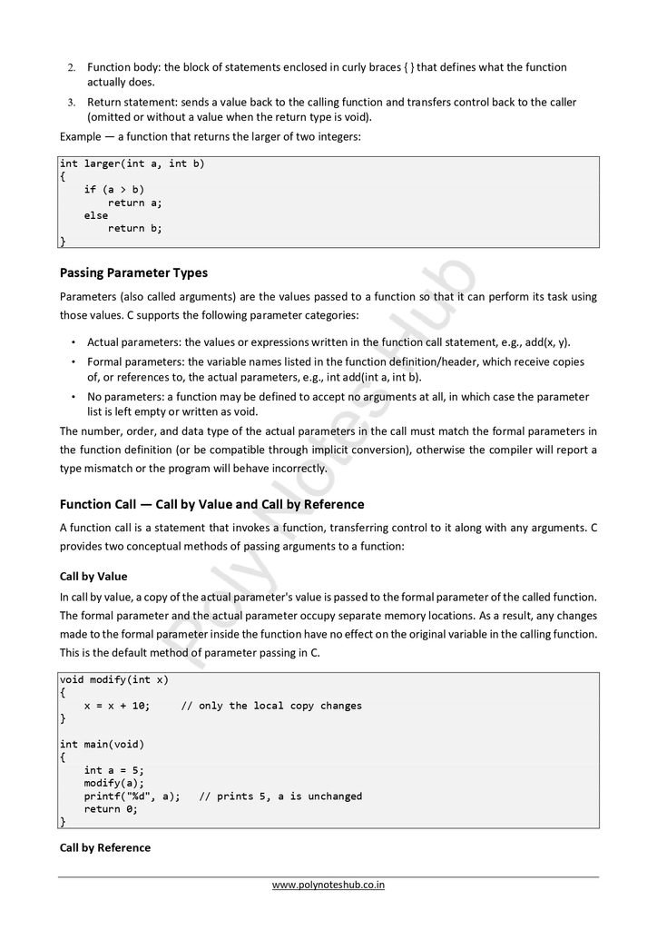 Function in C Programming Notes PDF - Free Download Poly Notes Hub Download Function in C Programming Notes PDF (Free) for computer science students - poly notes hub