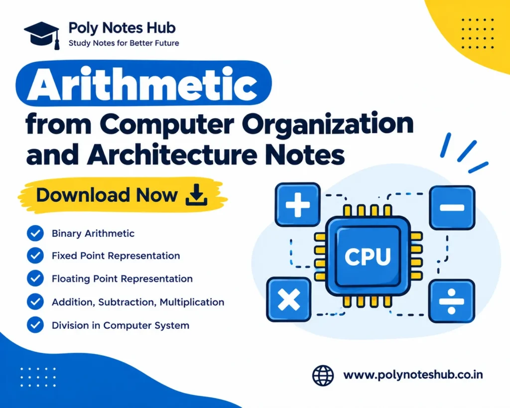 Arithmetic Free Notes PDF from Computer Organization and Architecture - Download Now - poly notes hub