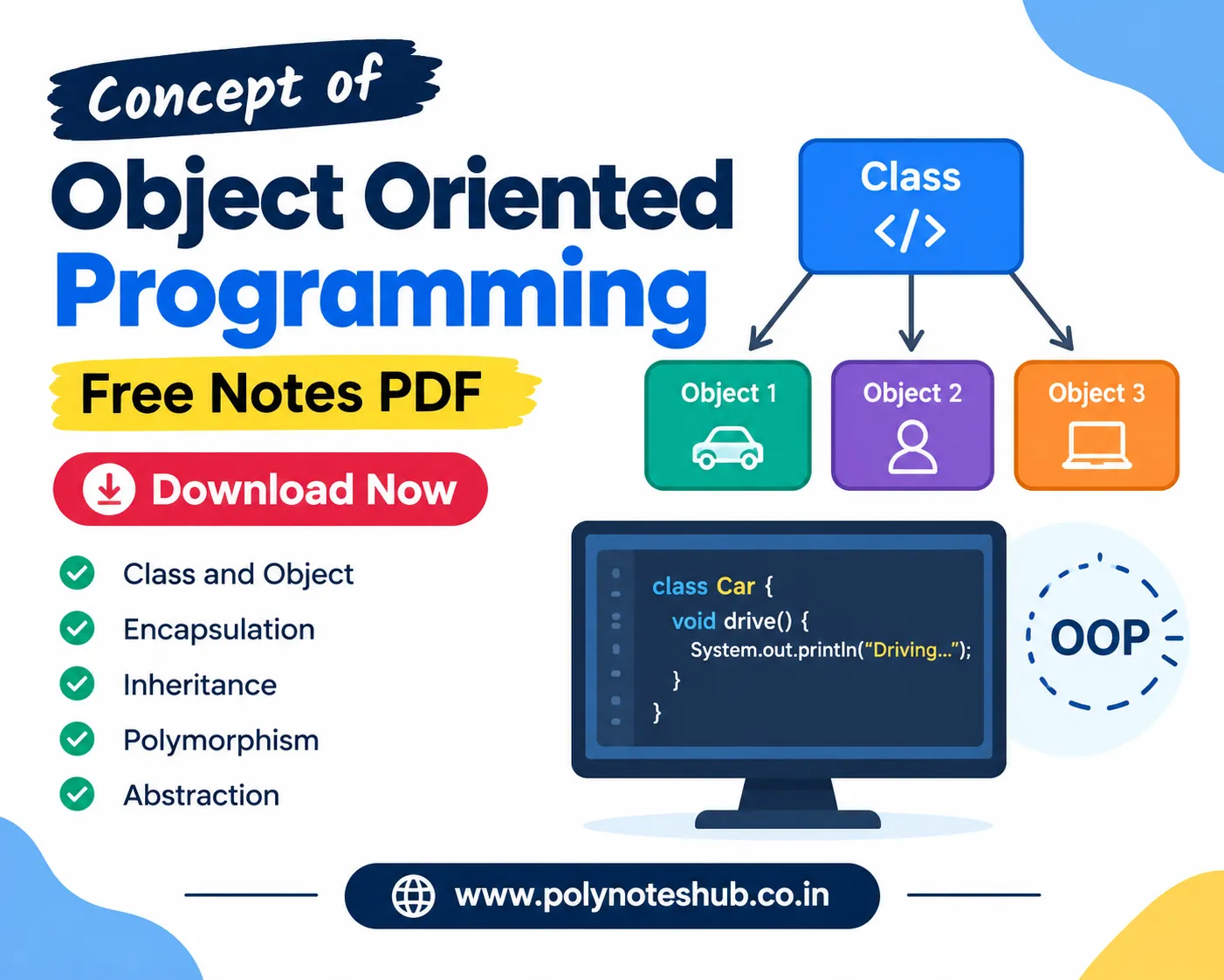 Concept of Object Oriented Programming Free Notes PDF - Download Now Poly Notes Hub Download Concept of Object Oriented Programming with C++ Free Notes PDF - poly notes hub