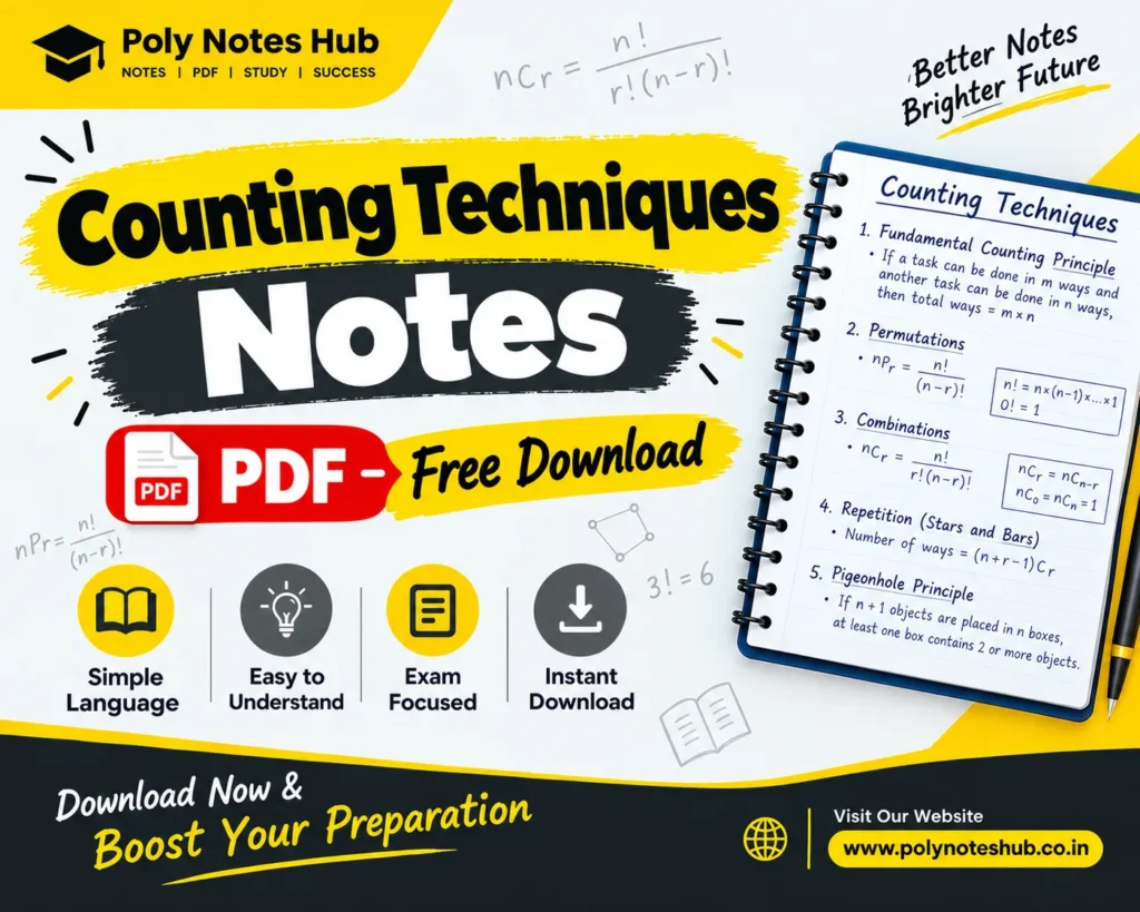 Counting Techniques Notes PDF - Free Download of computer science and technology - poly notes hub