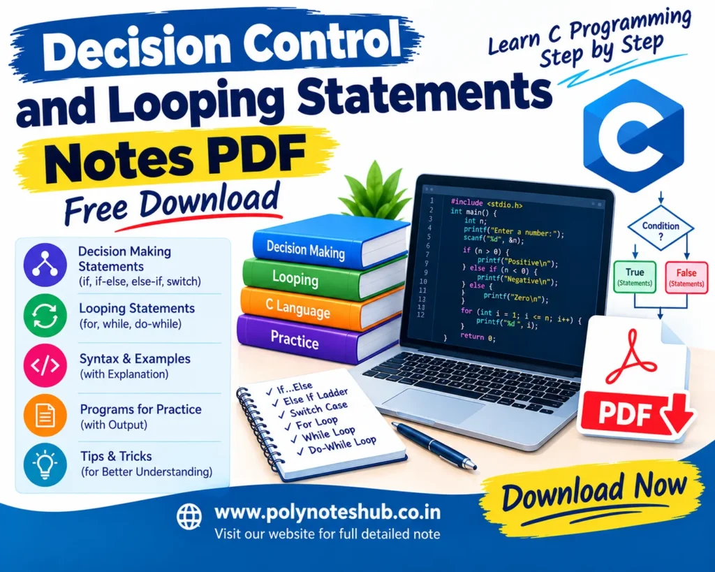 Decision Control and Looping Statements Notes PDF - Free Download - Poly Notes Hub