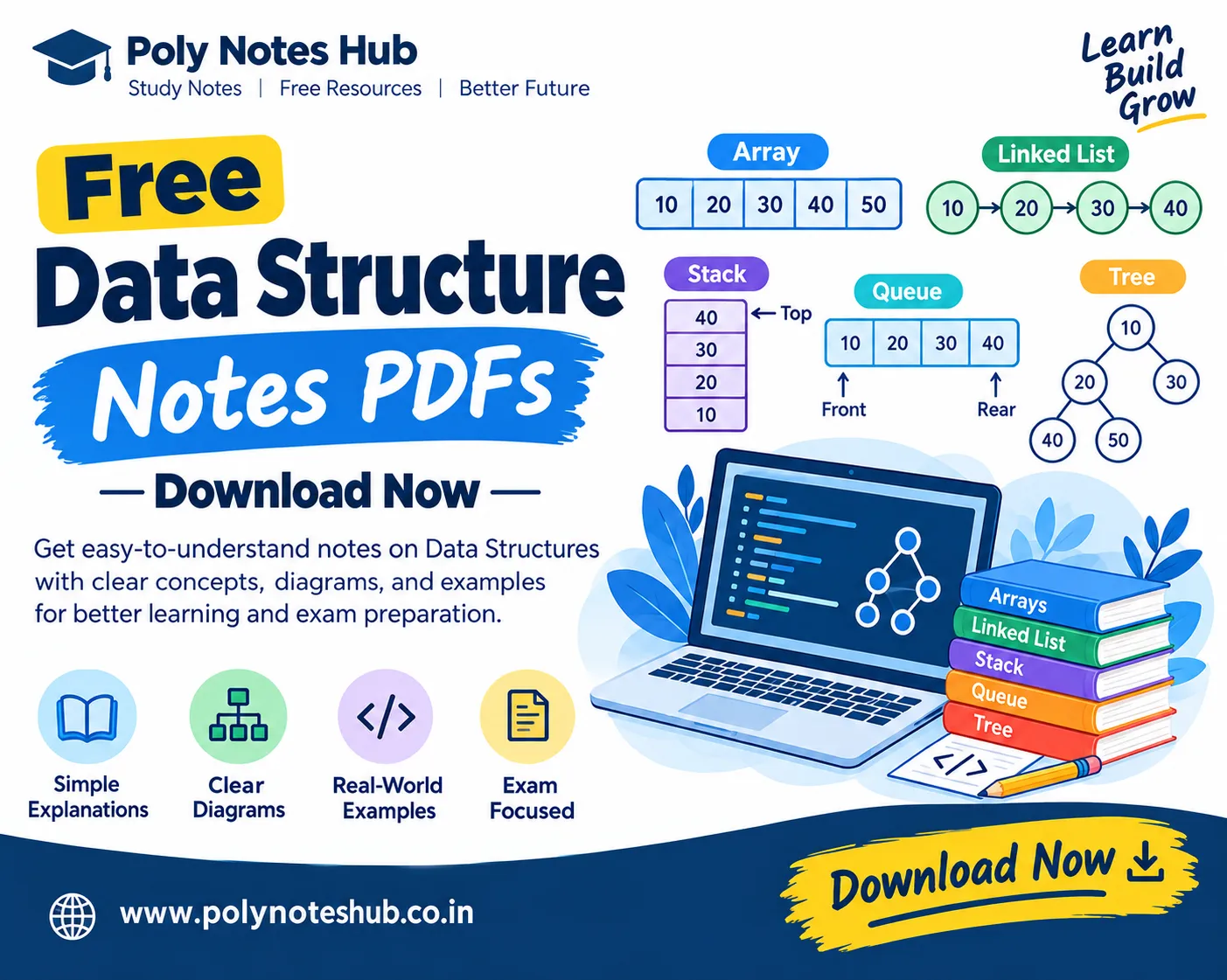 Free Data Structure Notes PDF Handwritten type of computer science - poly notes hub