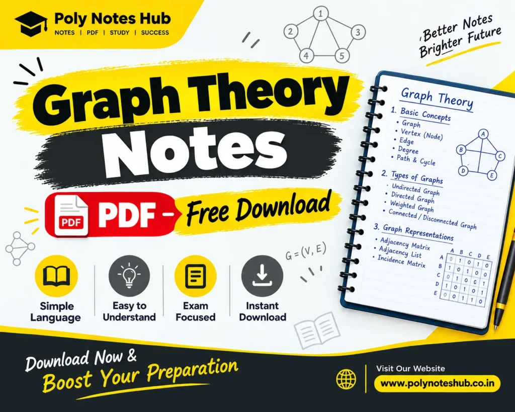 Download Graph Theory Notes PDF (Free Notes) from Discrete Mathematics of computer science and technology 3rd semester syllabus - poly notes hub