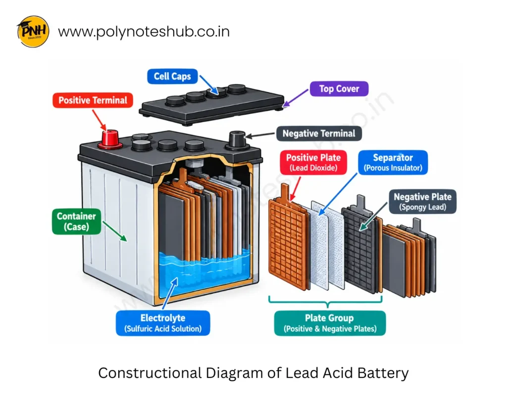 Lead Acid Battery – Construction, Working, Uses and Important Parameters Explained - Poly Notes Hub