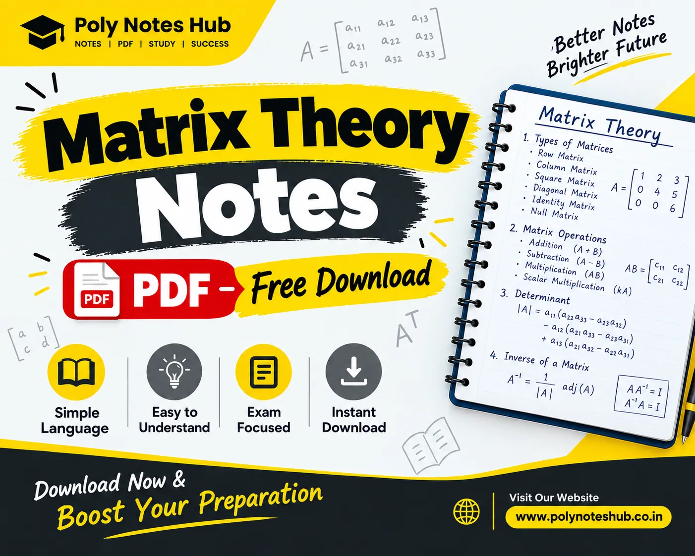 Matrix Theory Notes PDF free download of discrete mathematics - poly notes hub