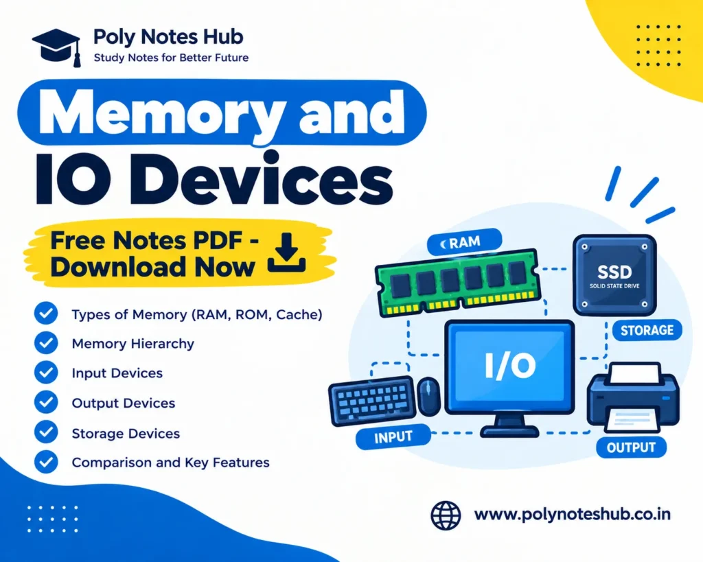 Memory and IO Devices Free Notes PDF - Download Now - poly notes hub