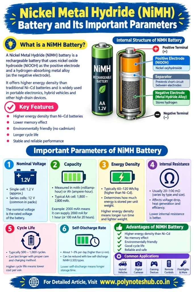 Nickel Metal Hydride Battery – Construction, Working, Uses and Important Parameters Explained - Poly Notes Hub