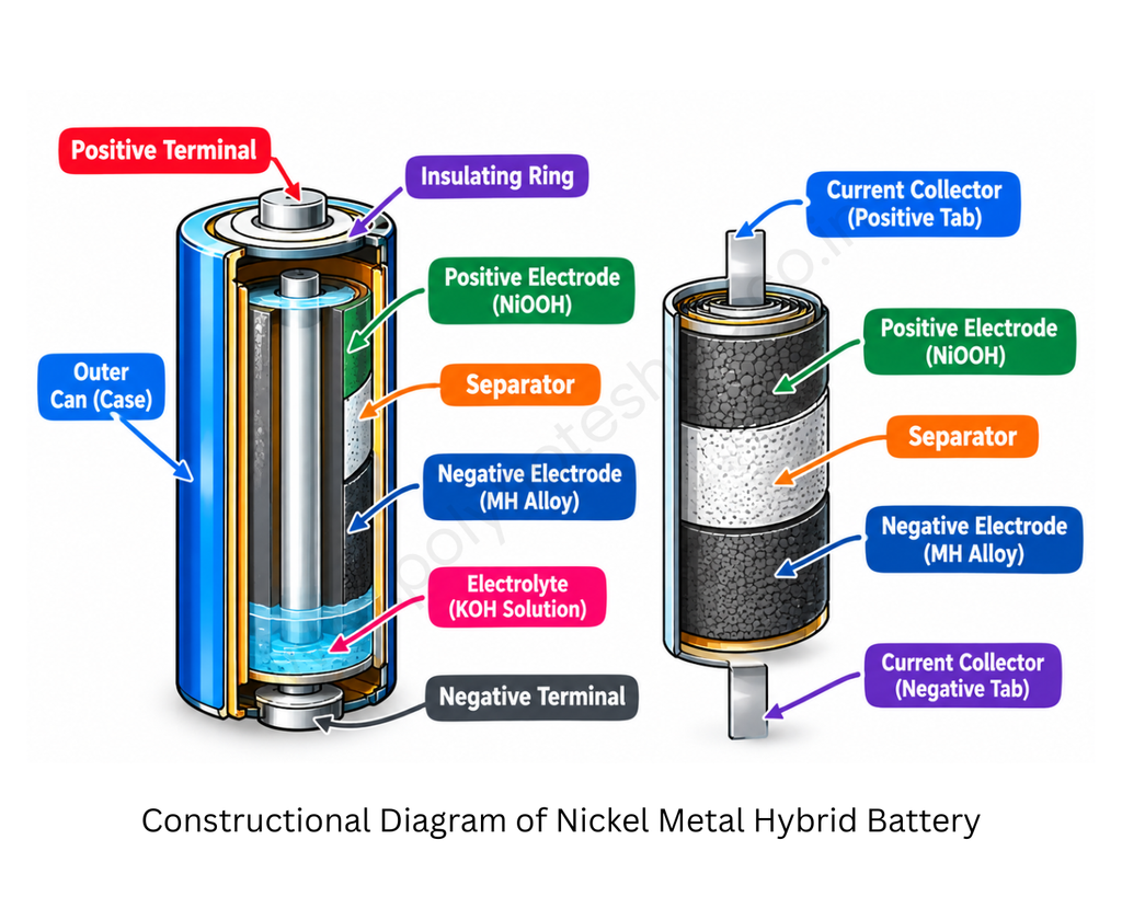 constructional diagram of nickel metal hydride battery - Poly notes hub