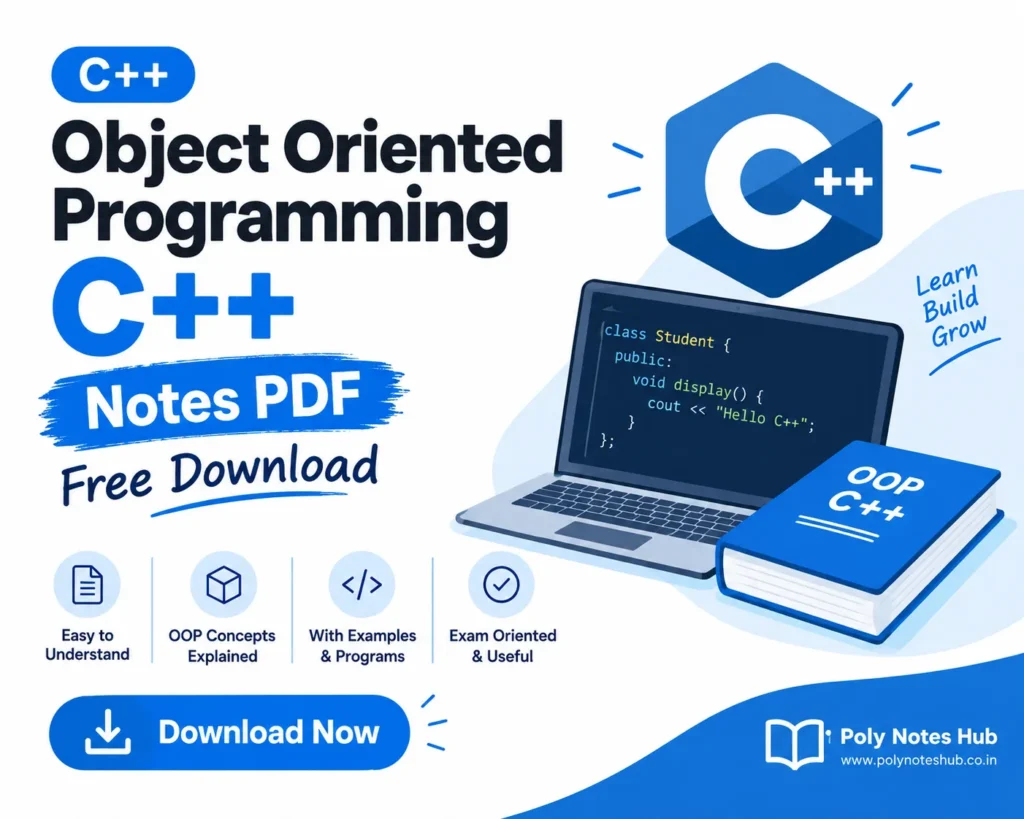 Object Oriented Programming C++ Notes PDF - Free Download - poly notes hub