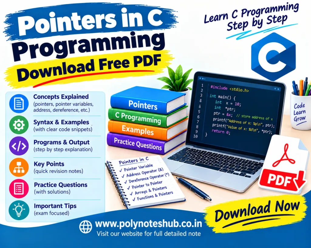 pointers in c programming notes pdf free download - poly notes hub