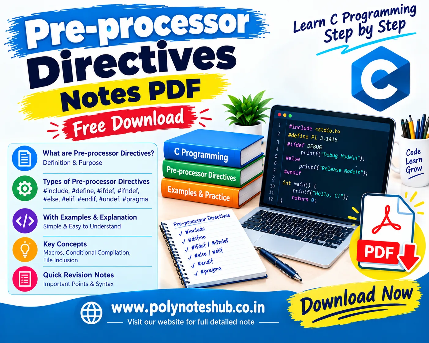 Pre-processor Directives in C Programming Notes PDF - Free Download Poly Notes Hub Pre-processor Directives in C Programming Notes PDF - Free Download - Poly Notes Hub