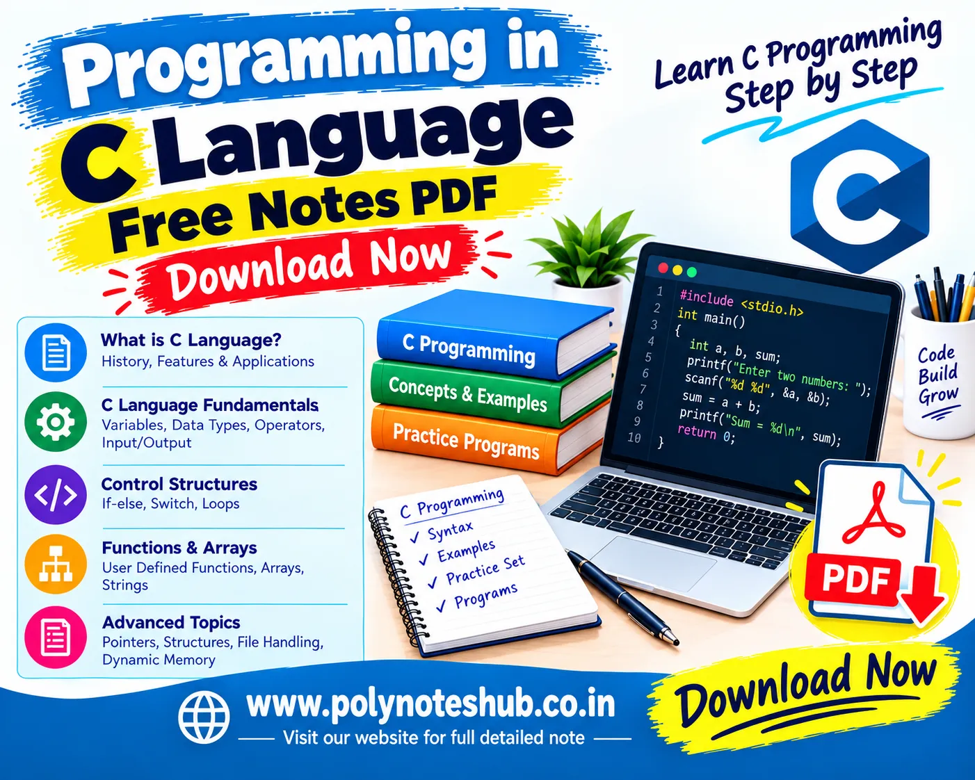 Programming in C Language Free Notes PDF | Download Now Poly Notes Hub Programming in C Language Free Notes PDF | Download Now - Poly Notes Hub