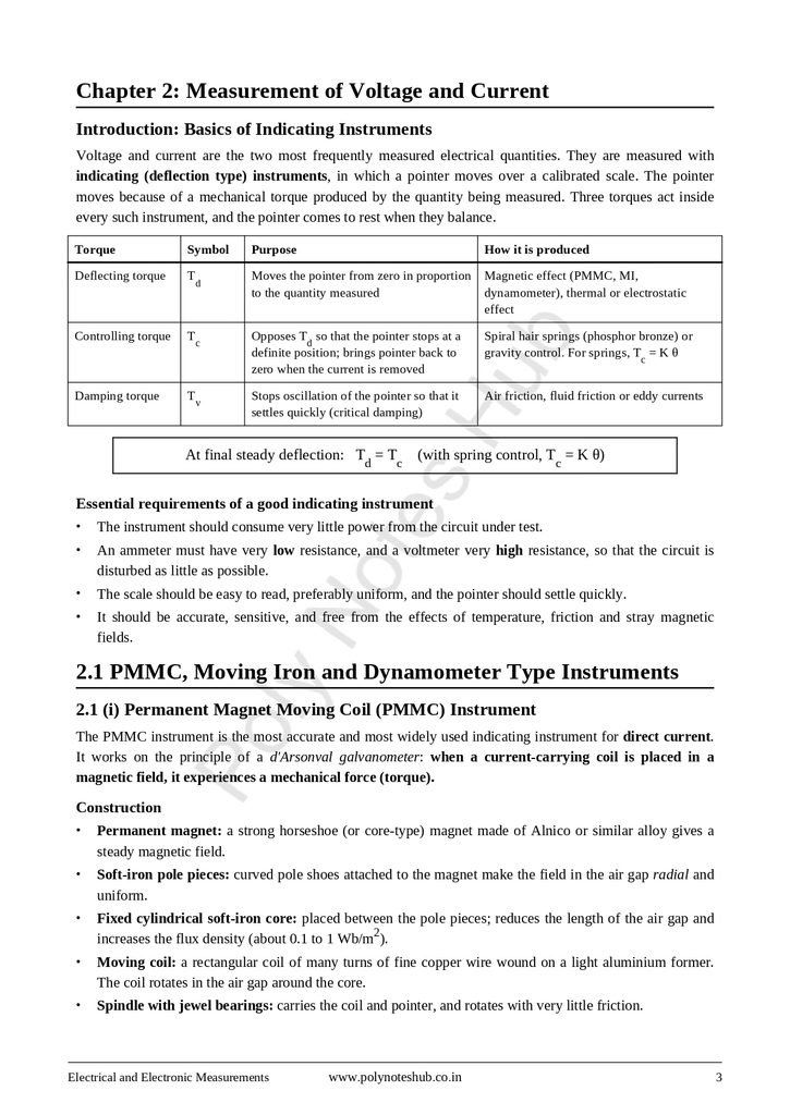 Electrical and Electronics Measurement Free Notes PDF - Download Now Poly Notes Hub Free Lecture Notes PDFs of Electrical and Electronics Measurement of 3rd semester syllabus of electrical engineering - poly notes hub