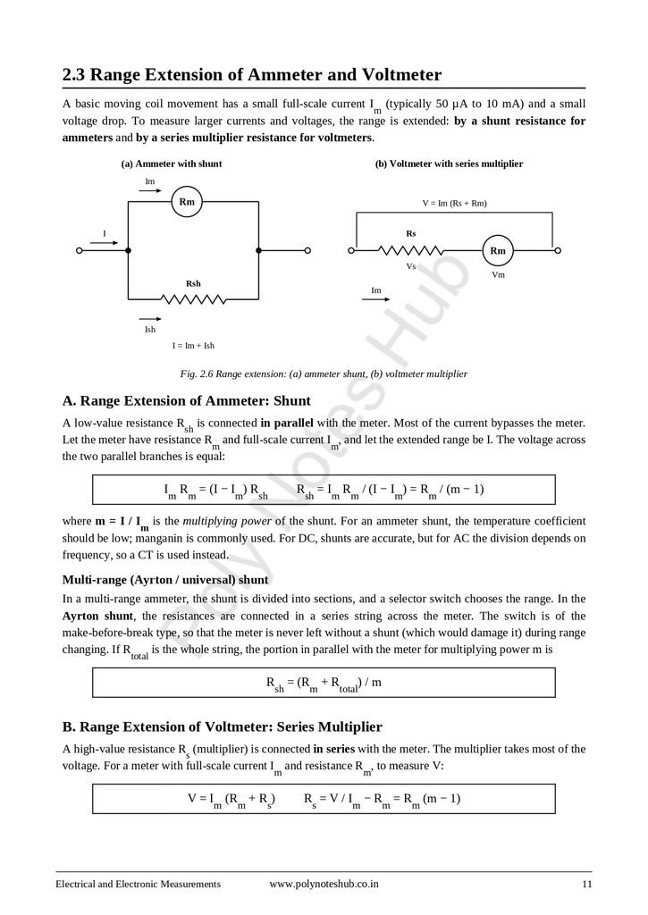 Electrical and Electronics Measurement Free Notes PDF - Download Now Poly Notes Hub Free Lecture Notes PDFs of Electrical and Electronics Measurement of 3rd semester syllabus of electrical engineering - poly notes hub