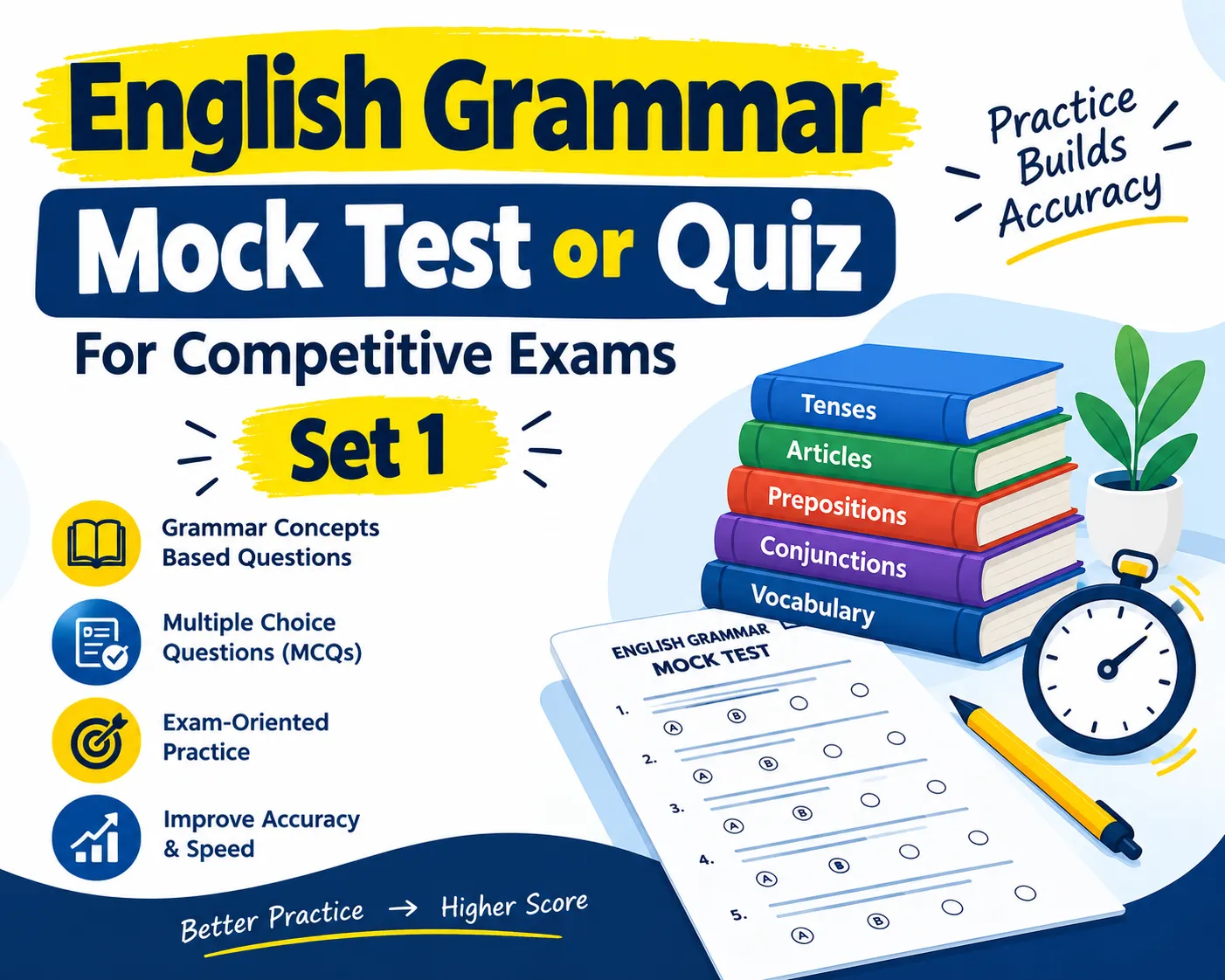 English Grammar Mock Test or Quiz For Competitive Exams - Set 1 - Poly Notes Hub