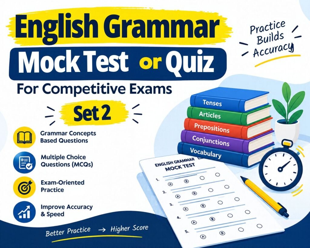 English Grammar Mock Test or Quiz For Competitive Exams - Set 2 - Poly Notes Hub