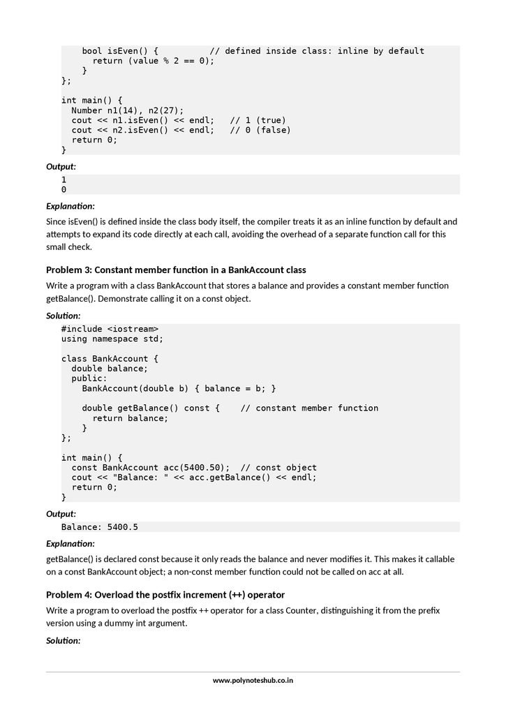 Download Function and Operator Overloading in C++ Free Notes PDF from computer science and technology syllabus - poly notes hub