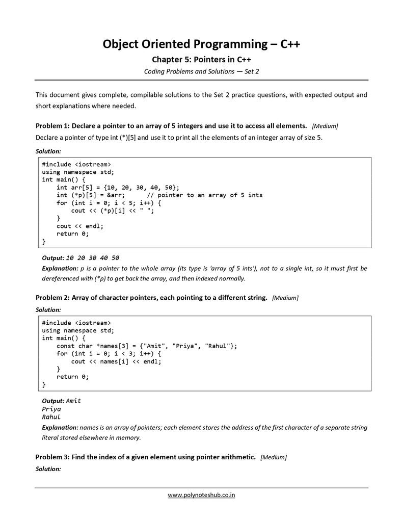 Pointers in C++ Free Notes PDF - Download Now Poly Notes Hub Download Pointers in C++ Free Notes PDF for computer science students - poly notes hub