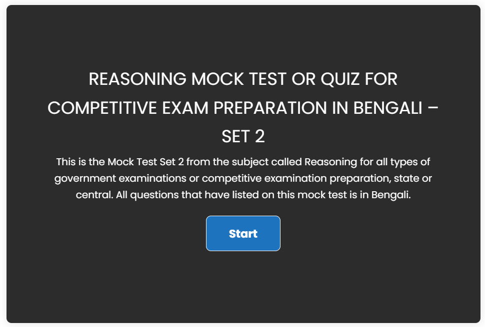 Reasoning Mock Test or Quiz in Bengali For Competitive Exams - Set 2 Poly Notes Hub Reasoning Mock Test or Quiz in Bengali For Competitive Exams - Free Online Test | Poly Notes Hub