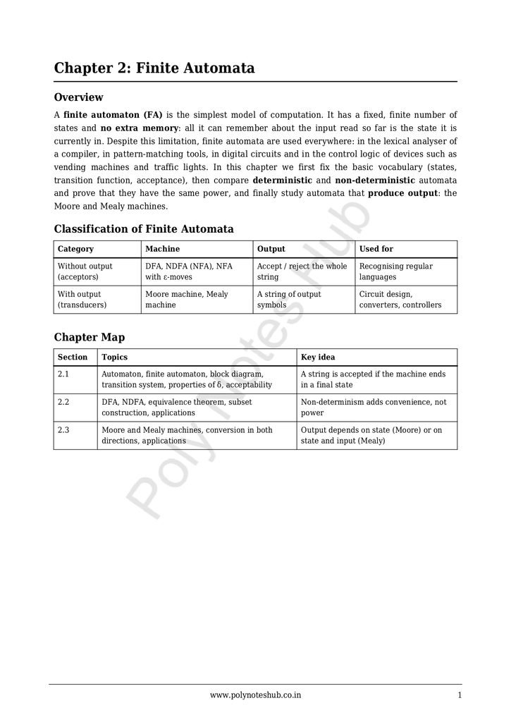 Theory of Computation Notes PDF - Free Download Poly Notes Hub Free Lecture Notes PDFs of Theory of Computation - poly notes hub