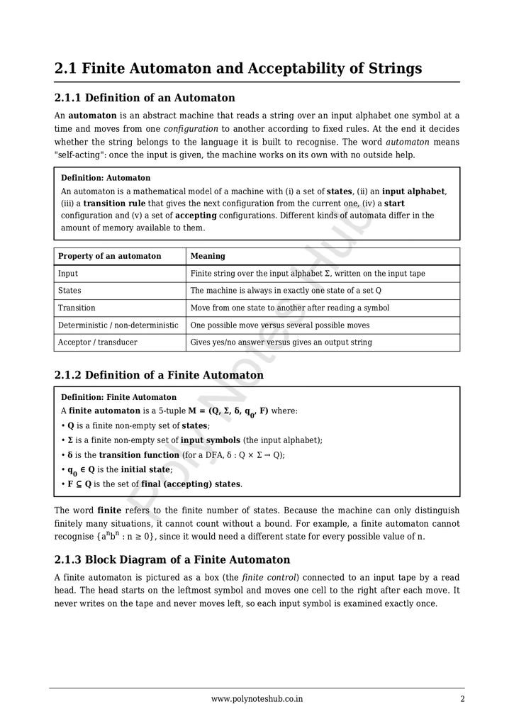 Theory of Computation Notes PDF - Free Download Poly Notes Hub Free Lecture Notes PDFs of Theory of Computation - poly notes hub