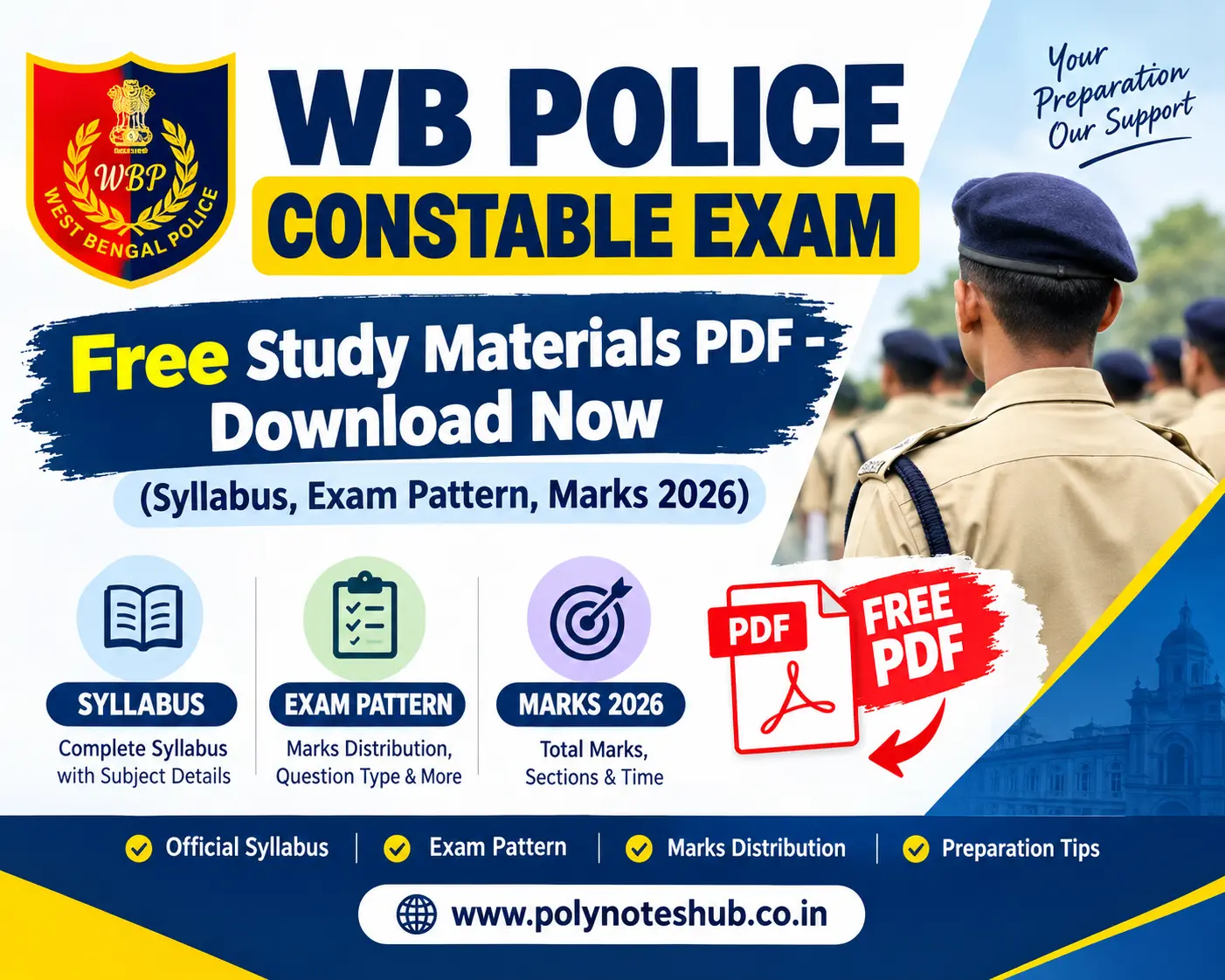 WB Police Constable Exam Free Study Materials PDF - Download Now (Syllabus, Exam Pattern, Marks 2026) - poly notes hub