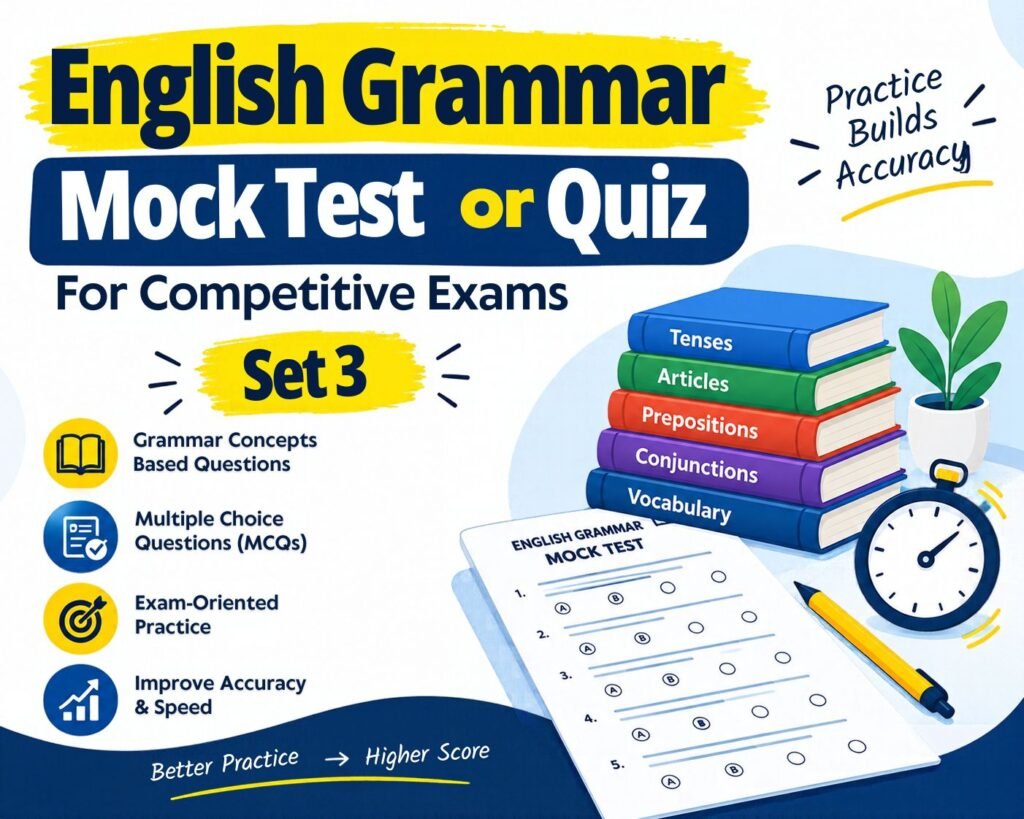 English Grammar Mock Test or Quiz For Competitive Exams - Set 3 - Poly Notes Hub